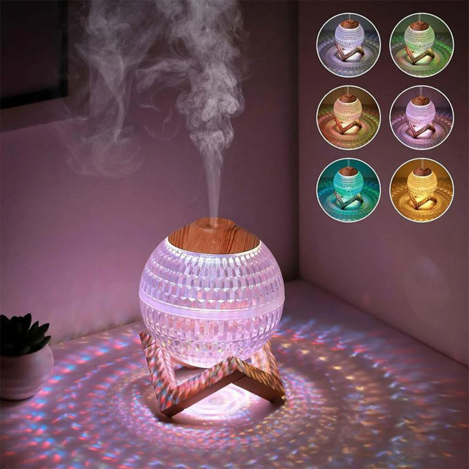 

Mini USB Desktop Air Humidifier with Quiet Operation and RGB Color Light - Crystal Ball Night Light Design - Enhance Relaxing At