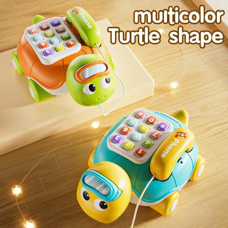 Children's multi-functional music simulation telephone, baby toy learning to climb turtle early education story machine