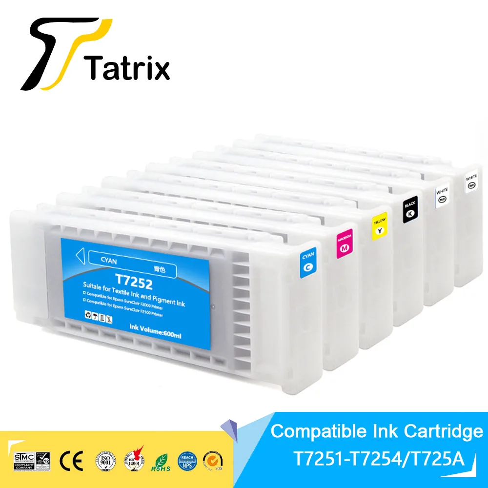 tatrix t7251 t7254 t725a tinta textil premium cor compativel cartucho de tinta para epson surecolor sc f2000 f2000 f2100 impressora 01