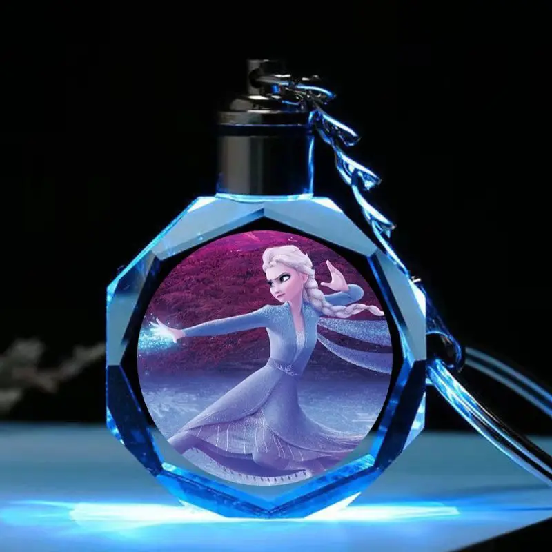 Frozen Elsa Anna kreatywny nadruk kreskówkowy kryształowy brelok do kluczy łańcuszek tornister dekoracja wisiorek chłopcy i dziewczęta prezent hurtowo