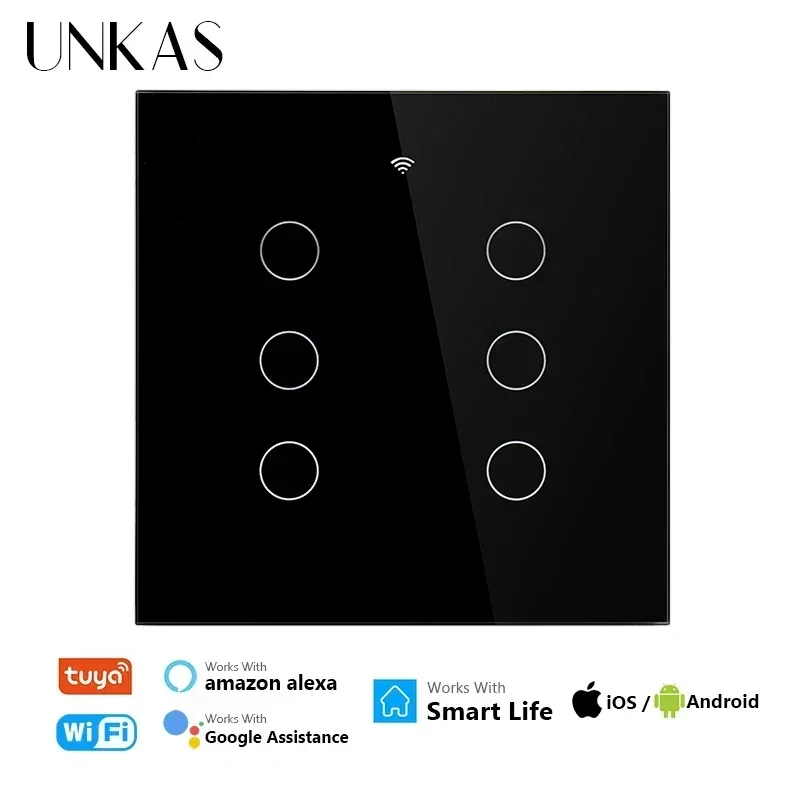 Works with Tuya Brazil WiFi 4 / 6 Gang Wall Light Touch Switch Smart Home Interruptor Work with Alexa Google Home