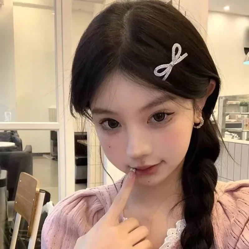 Horquillas con lazo de diamante de moda, pinzas para el pelo de Metal con diamantes de imitación finos brillantes, sombreros decorativos para mujer