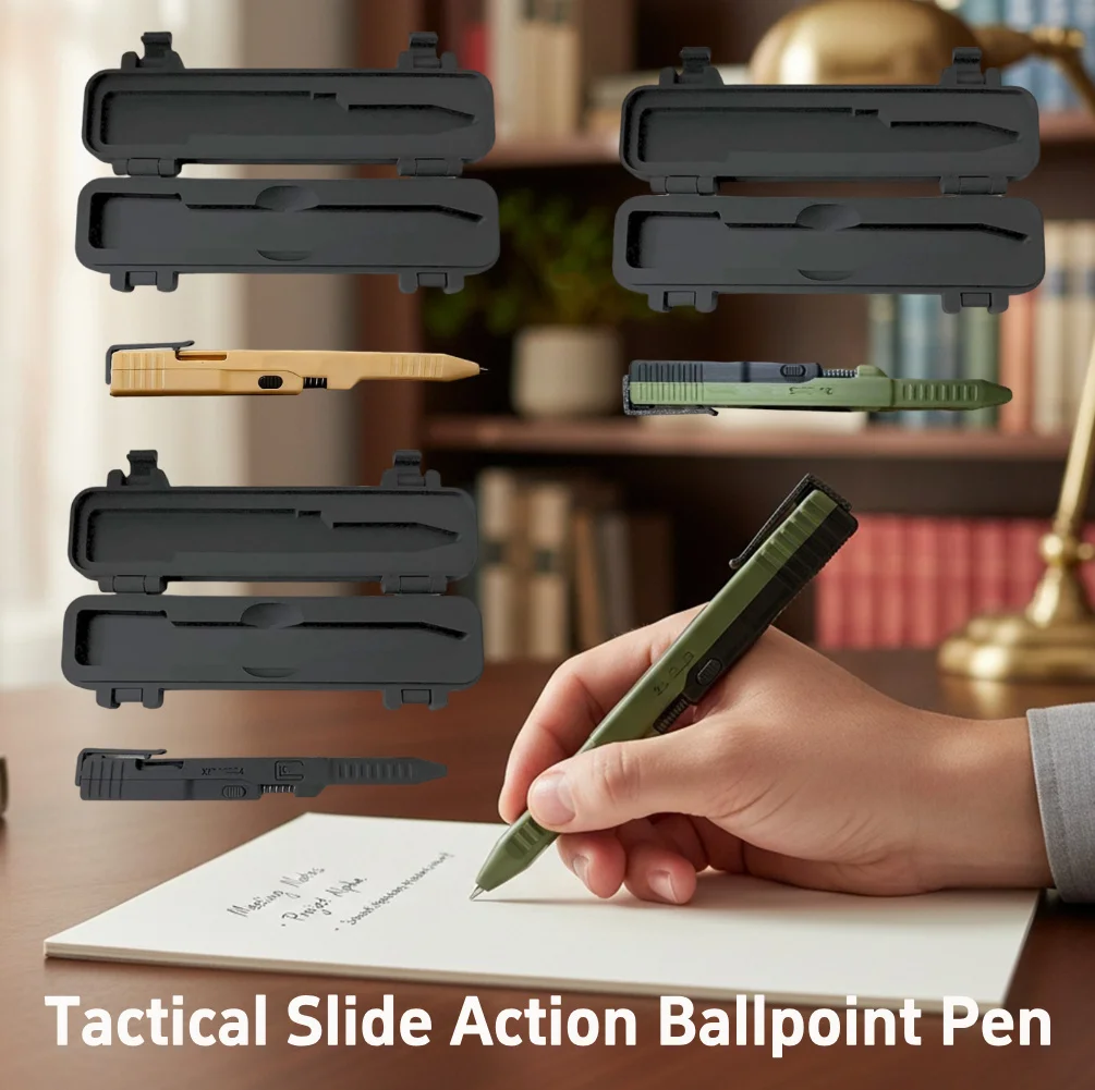 

Тактические ручки-слайды с 3D принтом EDC с футляром, креативная новинка, пишущий инструмент, многоразовая ручка с гладкими чернилами для мужчин, подарок