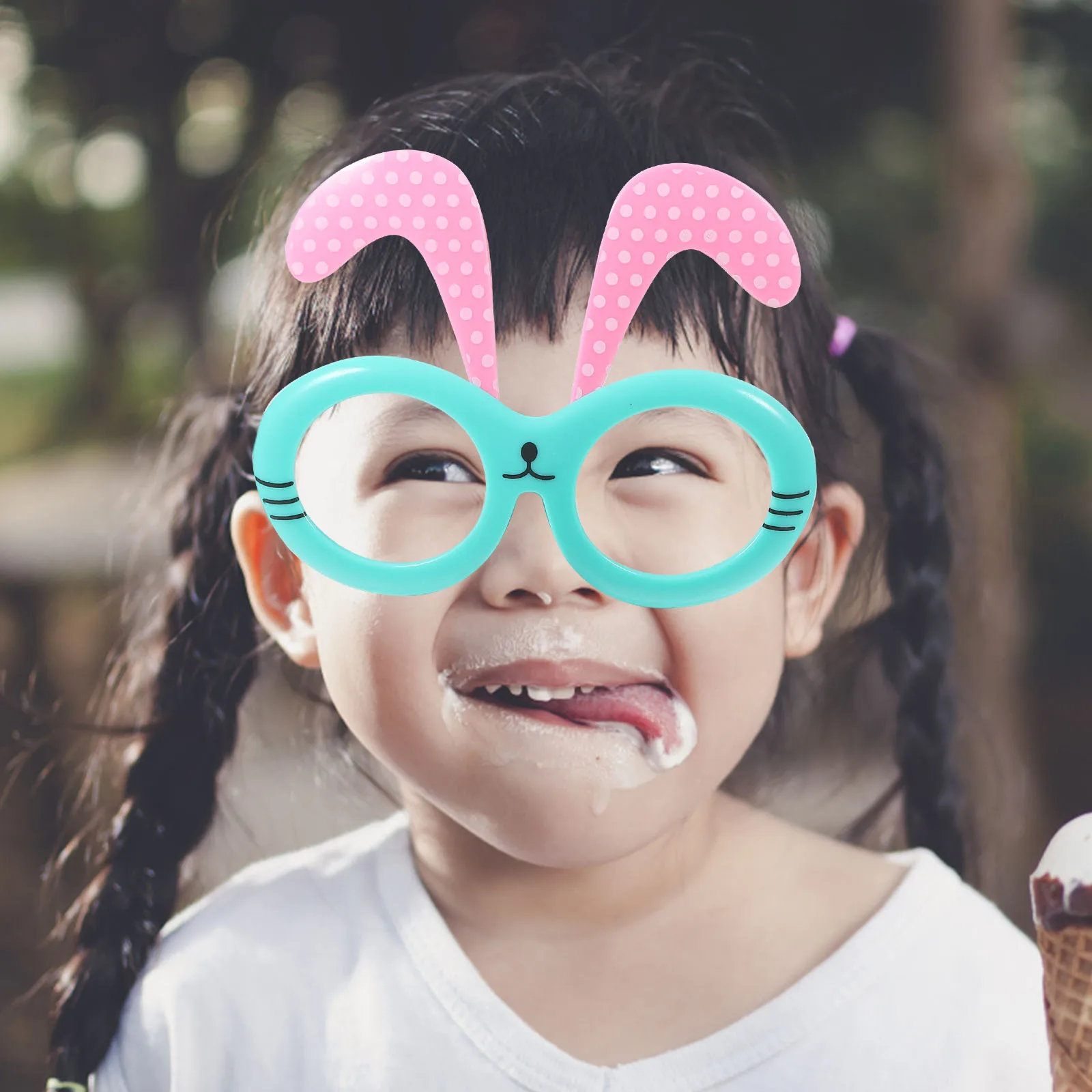 4 قطع من إطار نظارات أذن أرنب للأطفال، مستلزمات حفلات عيد الفصح، دعائم كشك الصور، إكسسوارات أزياء خفيفة الوزن بدون عدسة