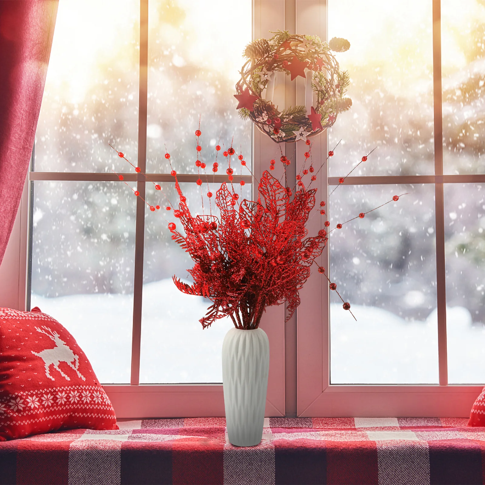 

8Pcs Artificial Berry Stems Christmas Floral Picks Realistic Berries Branches for Wreath Garland Centerpiece Tree Decor