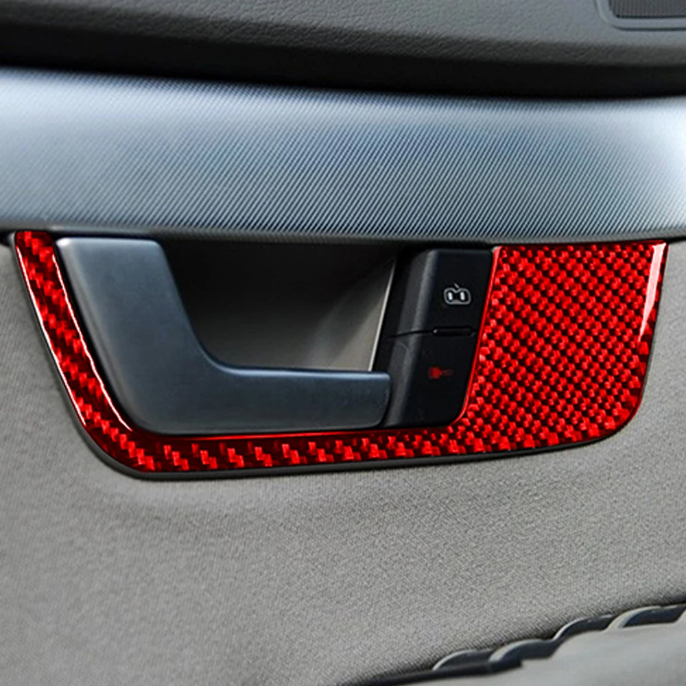 For Audi A4 S4 B7 2005-2008 Carbon Fiber Door Handle Switch Panel Modified Cover Car Interior Decoration Accessories Sticker