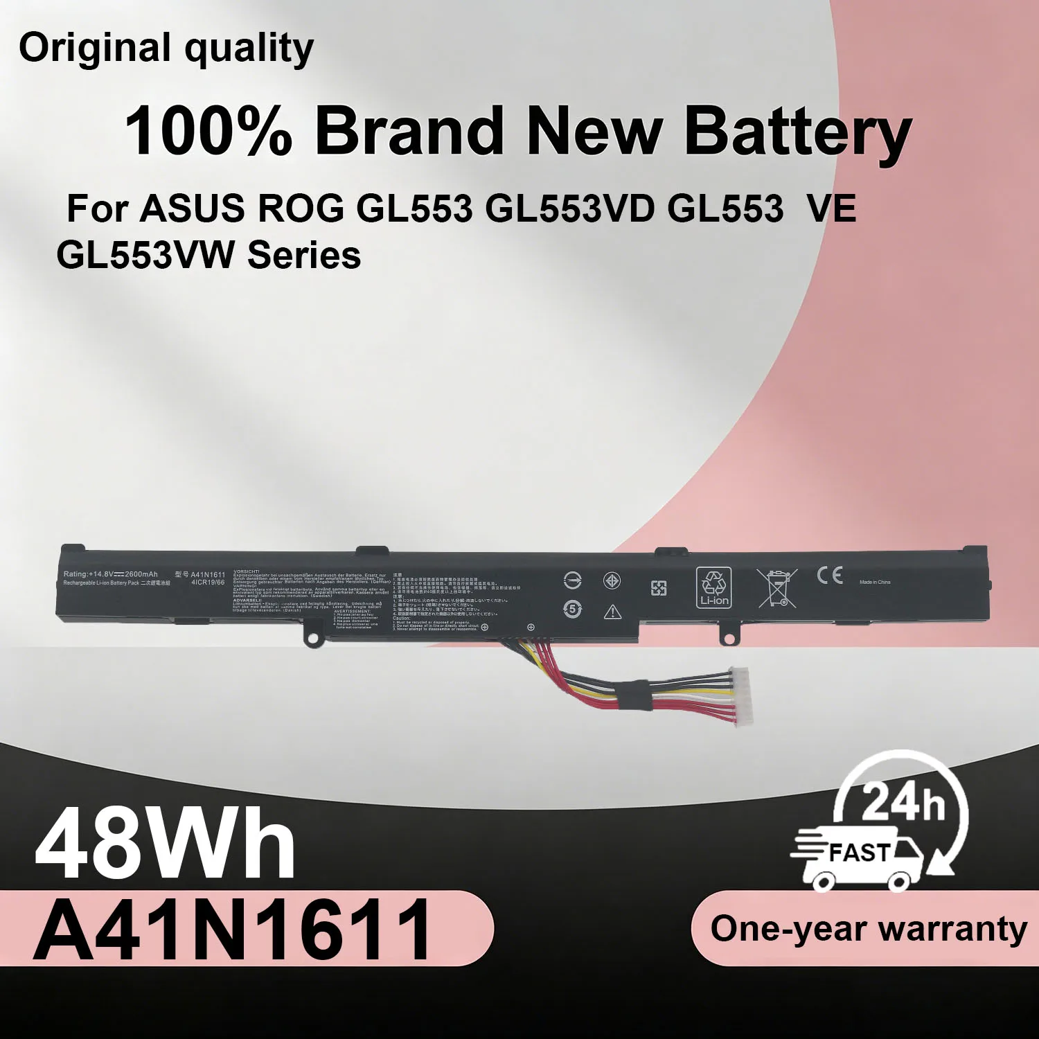 NEW A41N1611 Laptop Battery 15.2V 48Wh Laptop Battery For ASUS ROG GL753VD GL553VD GL553VE GL753VE FX53VD FX73VD ZX53VD