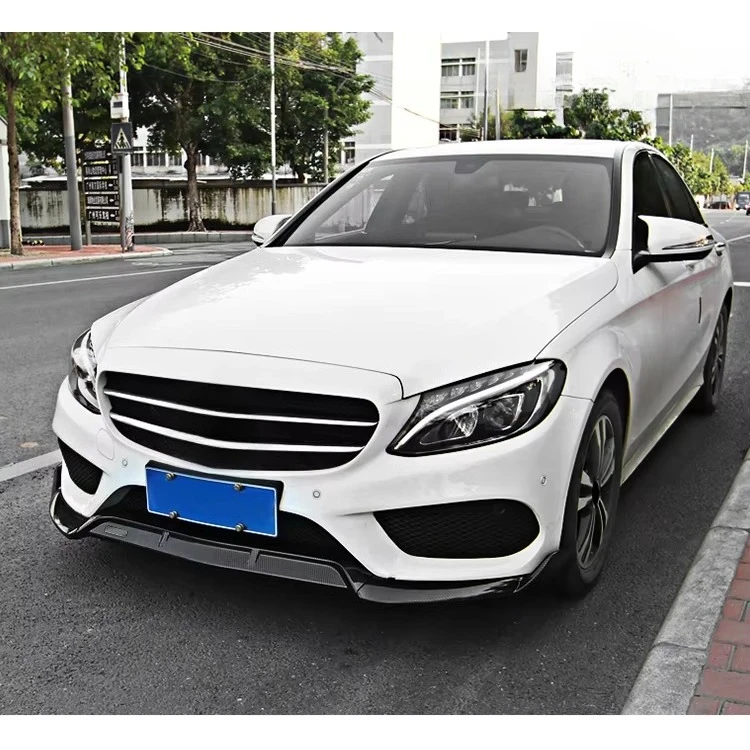 Hot Selling Plastic Front Lip Splitter Carbon Fiber Looks Front Bumper Lip for C-Class W205 2015 2016 2017 2018 4