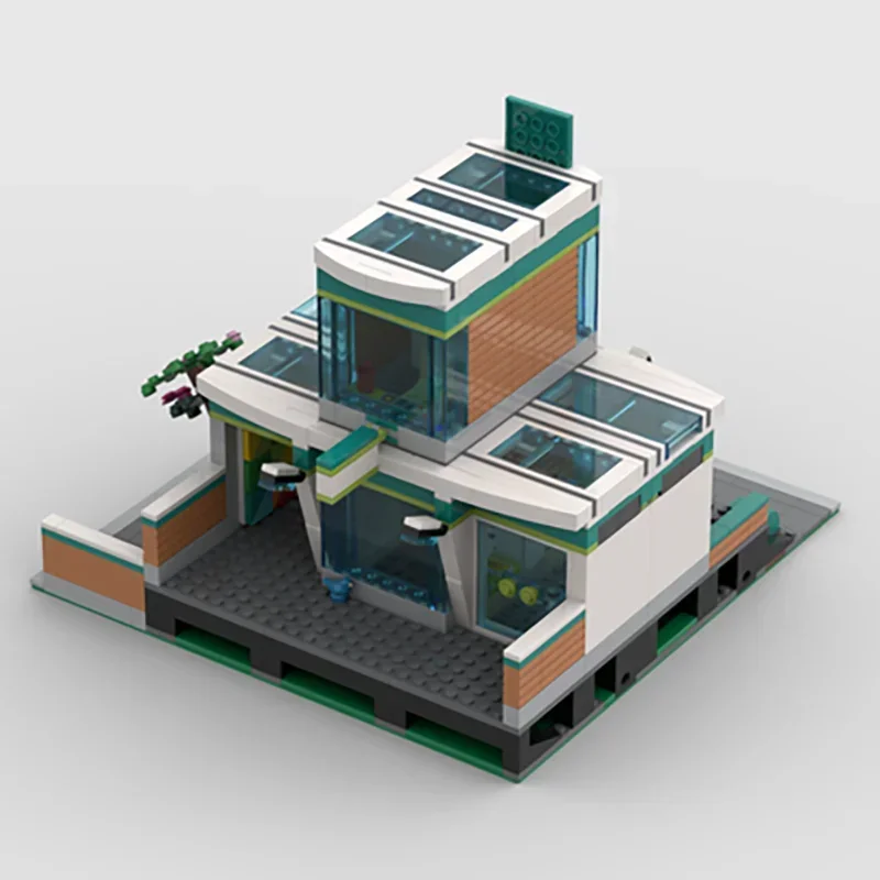 Blocs de Construction Moc, gare, modèle modulaire, briques technologiques, assemblage à monter soi-même, vue sur la rue, jouets de Construction pour cadeaux de vacances