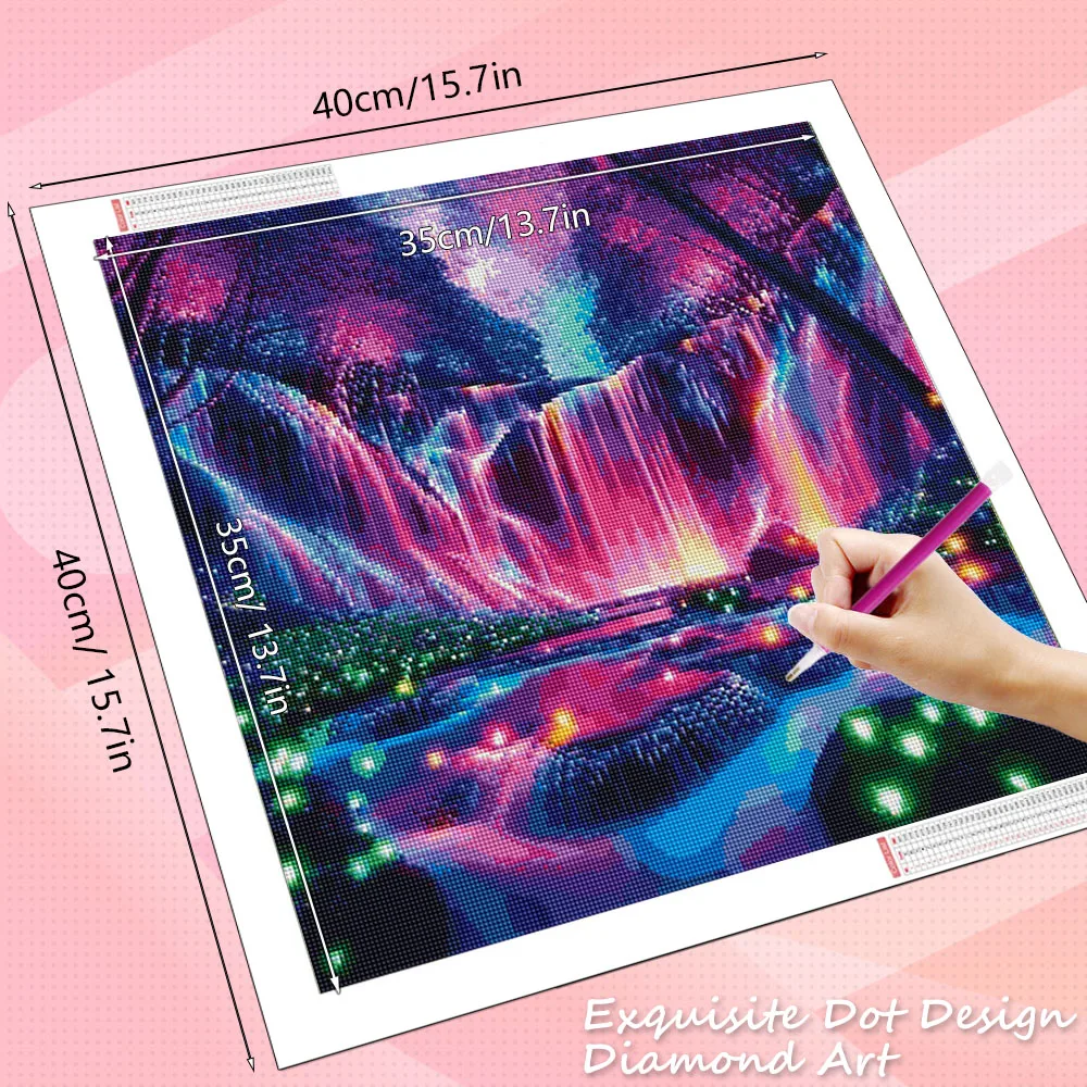 HUACAN Diamond Painting Waterfall Landscape Colorful Art Full Square Round Wall Decor Diamond Mosaic Sea Fantasy Home Decor