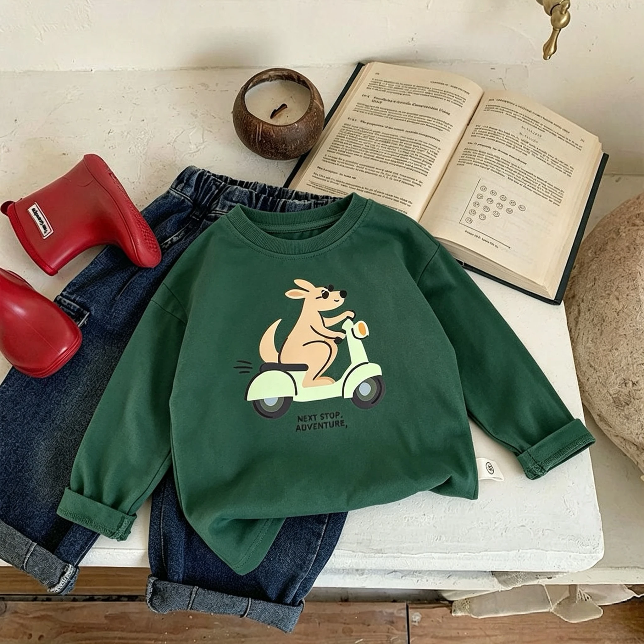 1-7 Age Kids Clothes Casual Cartoon Long Sleeve T-shirt Children Boys Bottoming Shirt Tops Autumn Clothing Round Collar Blouse