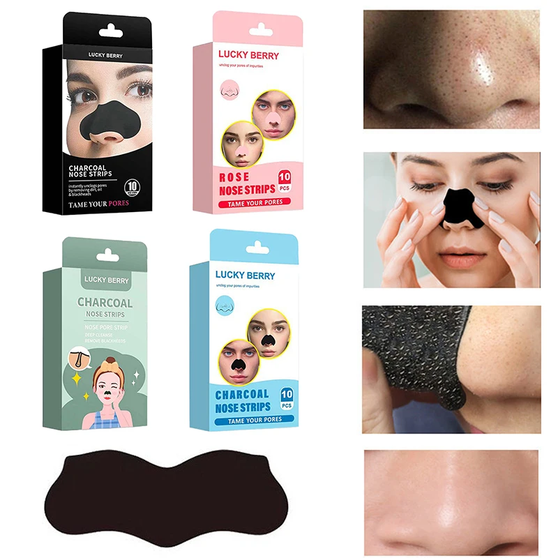 10 Stuks Bamboe Houtskool Mee-eter Verwijderen Neusmasker Diepe Reiniging Porie Acne Strips Neus Zorg Patch Gladde Huid Beauty Tool