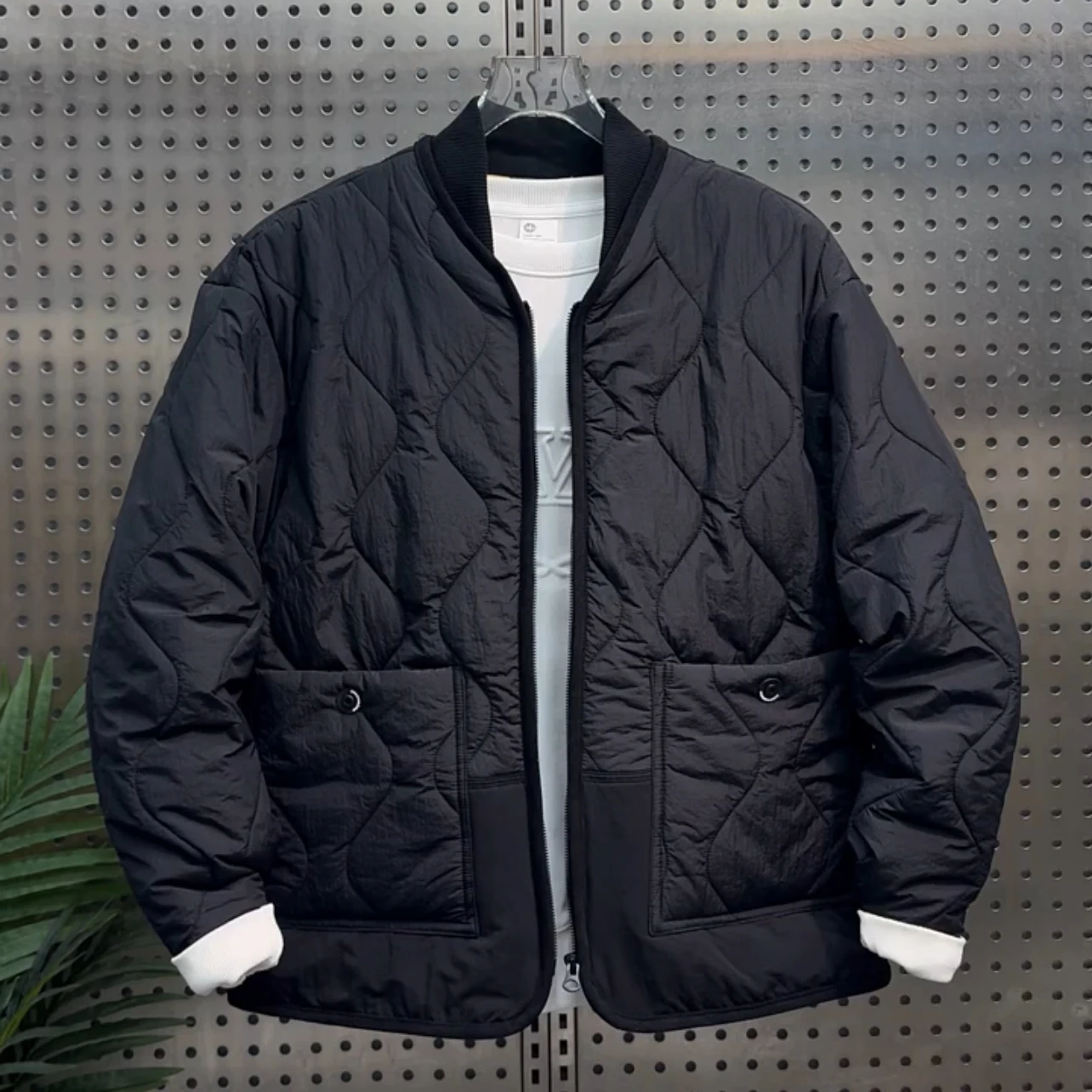 

Теплая хлопковая куртка с бейсбольным воротником для мужчин, повседневная универсальная модель с длинными рукавами, молодежный популярный стиль, производство Китай, дизайн Cleanfit