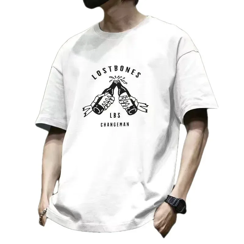Short Sleeve T-shirts Men's American Style New Fashion Letter Printed Loose Casual Trendy T-shirts Male Summer Clothes Tops