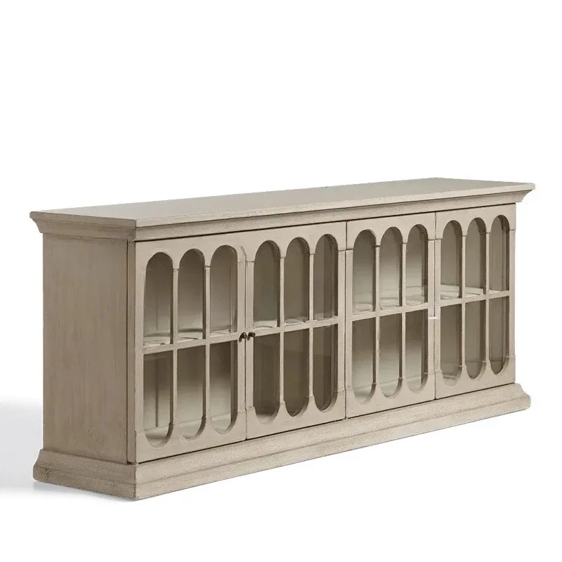 Solid wood entry entrance cabinet enters the door, living room partition is opposite the door, shoe edge cabinet