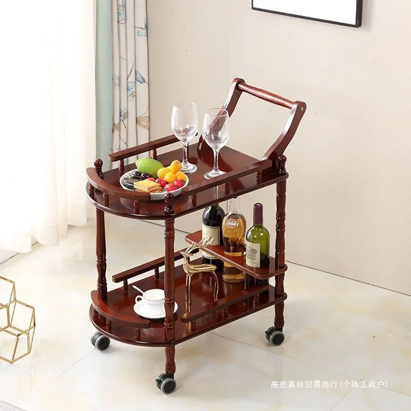 

Solid wood cart Mobile tea snack Cake cart Wine Hotel restaurant food delivery cart Beauty salon trolley