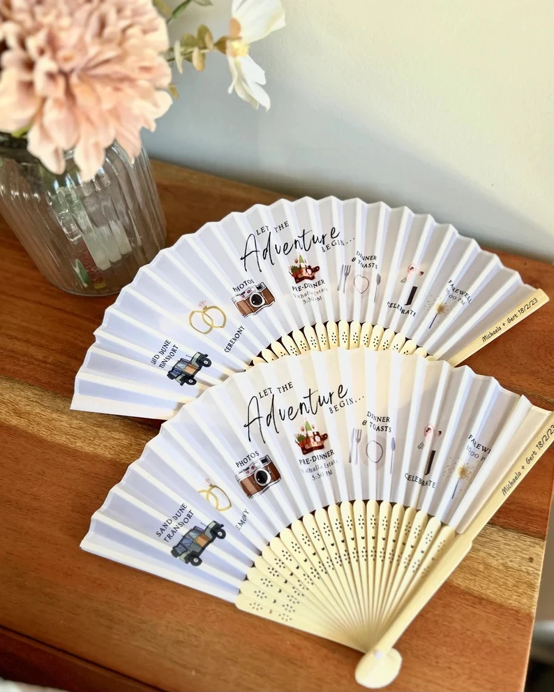 100pcs Personalized Printed Photo Bamboo Hand Fan Customizable Folding Wedding Paper Fan for Events And Decor