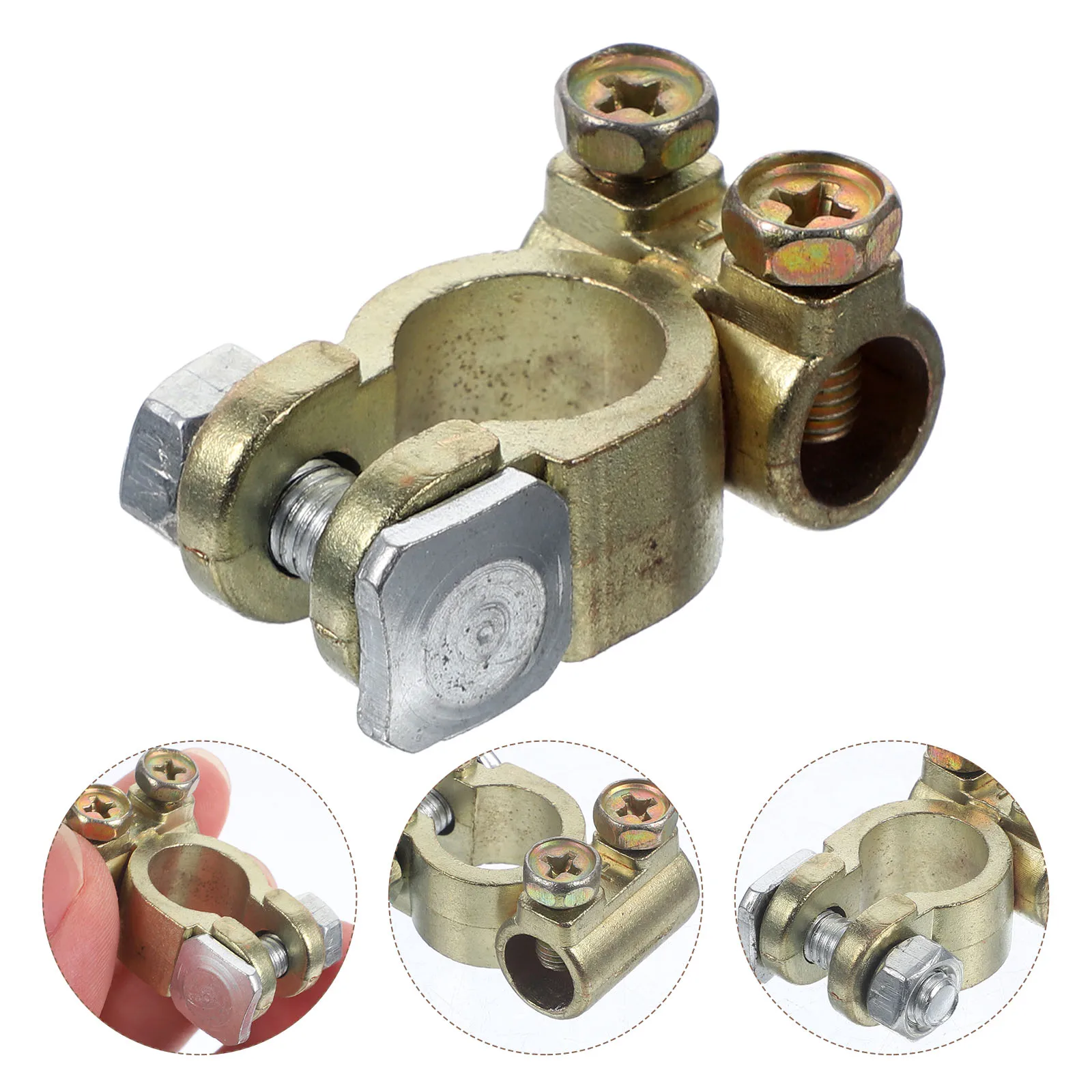 

2pcs Car Clamp Terminal Gold Durable Corrosion Resistant Universal Auto Terminal End Lightweight Replacement For