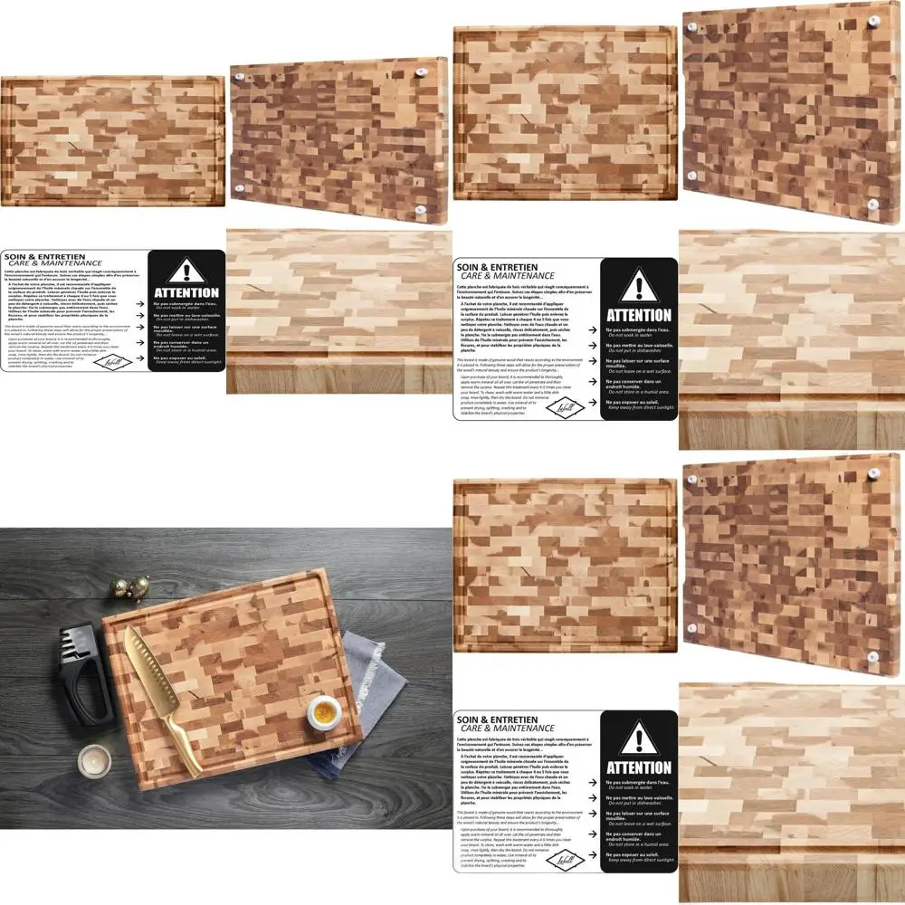 

Maple Wood End Grain Butcher Block with Groove, 14x18x1.5 inches