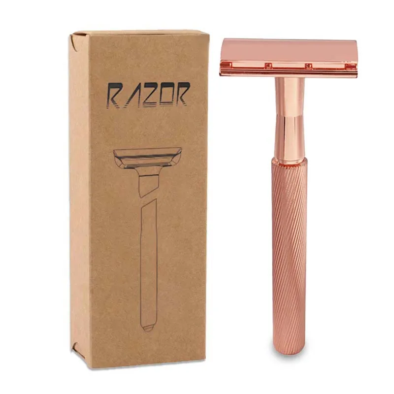 Double Edge Safety Razor for Women, Mens'Safety Razor with 10 Blades(Rose Gold)