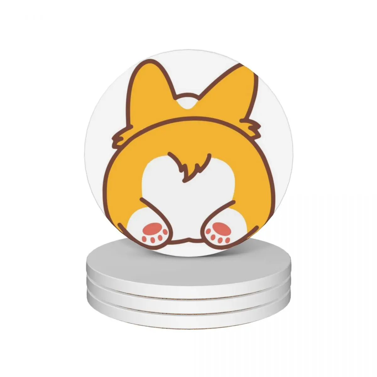 Cute Corgi Butt Funny Gift Ceramic Coasters (Set of 4) kawaii cup holder Coasters