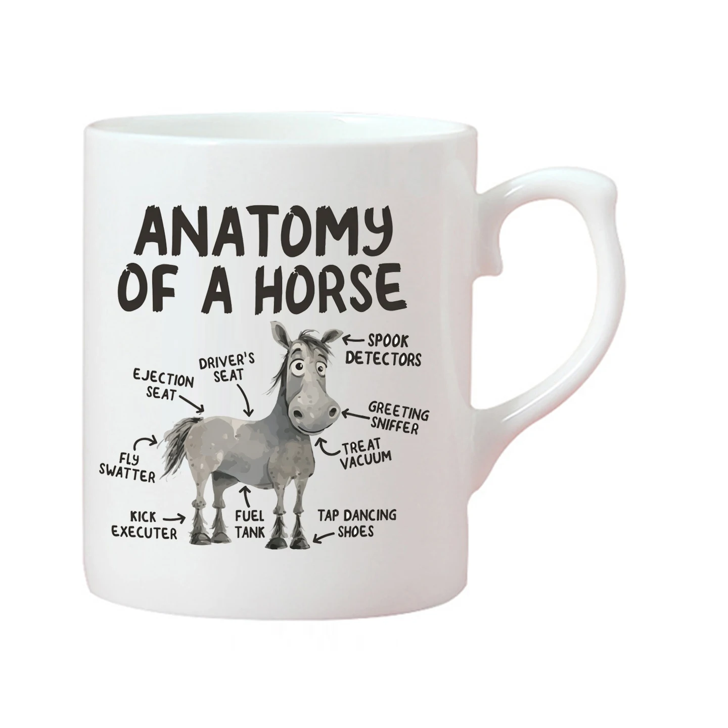 Anatomy of a Horse Mug, Funny Horse Gifts, Horse Lover Coffee Cup, Cute Cartoon Sarcastic Meme Graphic Birthday Present for Dad
