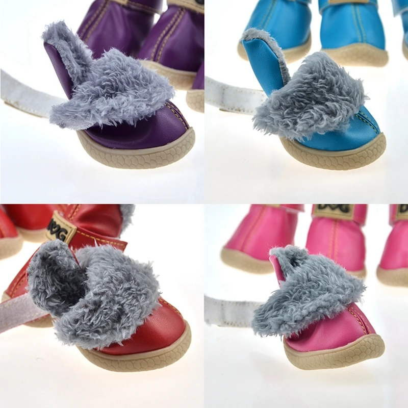 4 قطعة أحذية الكلب الشتاء أحذية مضادة للماء للكلاب المتوسطة الصغيرة الشتاء الثلوج الأحذية للكلاب الدافئة تشيهواهوا تيدي جرو الأحذية #3