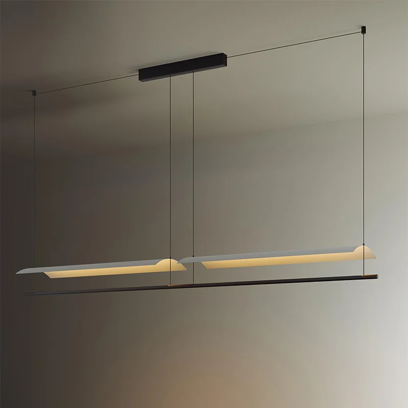 Modern WabiSabi Pendant Light Minimalist Long Strip Hanging Lamp Eave Acrylic Chandelier For Dining Living Room Office Kitchen