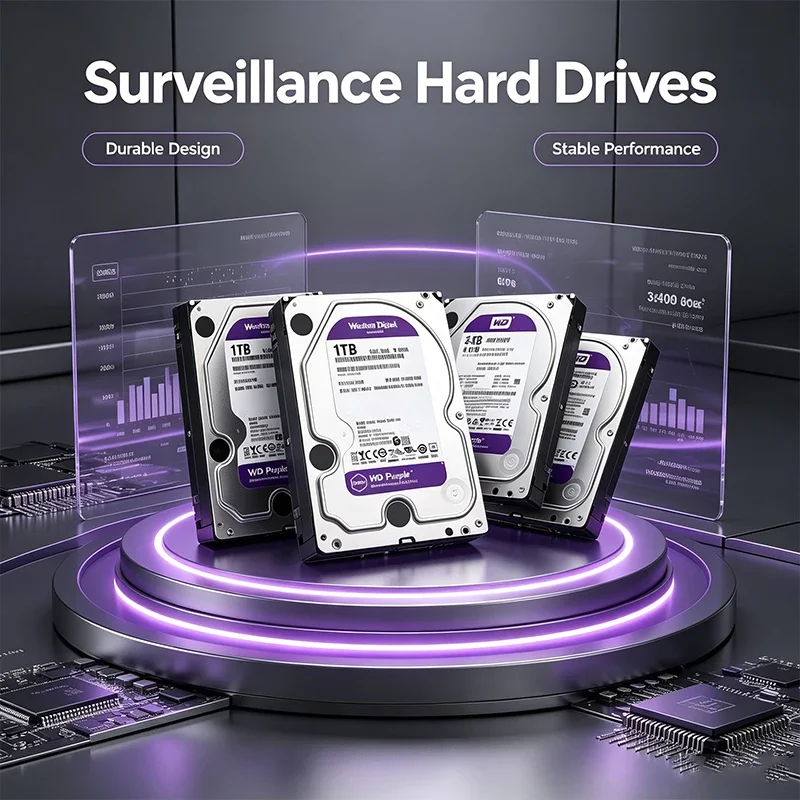 Western Digital WD Purple HDD 1TB 2TB 3TB 4TB SATA 6.0Gb/s 3.5" Hard Drive Disk For Security System Video Recorder Ssd Hard Disk