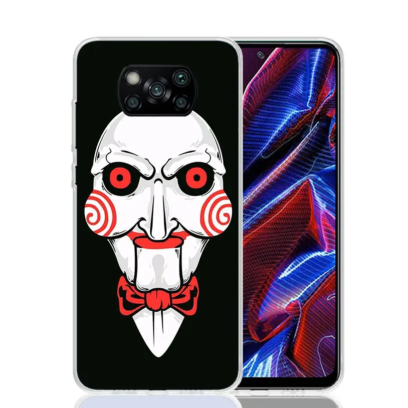 The Jigsaw Killer Horror Phone Case For Xiaomi Poco X6 X5 X4 X3 Nfc F6 F5 Pro F4 Gt F3 F2 F1 M5S M4 M3 Art Customized Coque Capa