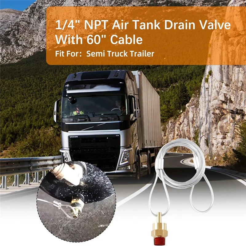 

A7THK-2PCS разъем сливного клапана воздушного бака 0,64 см NPT с кабельным клапаном 50 см, сливной клапан воздушного тормозного бачка воздушного компрессора