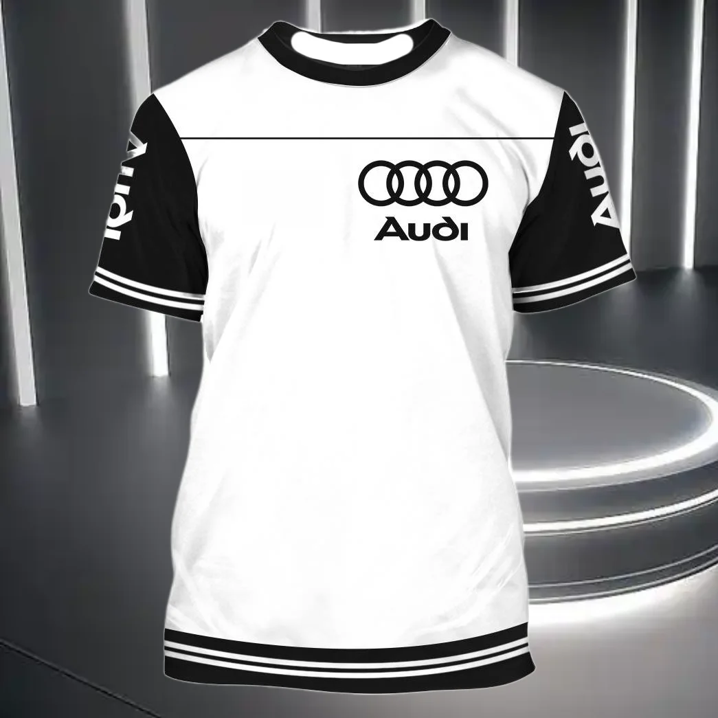 

Новая популярная рубашка Audi Racing с круглым вырезом, дышащая и удобная футболка с 3D принтом для взрослых и детей, спортивный топ с короткими рукавами