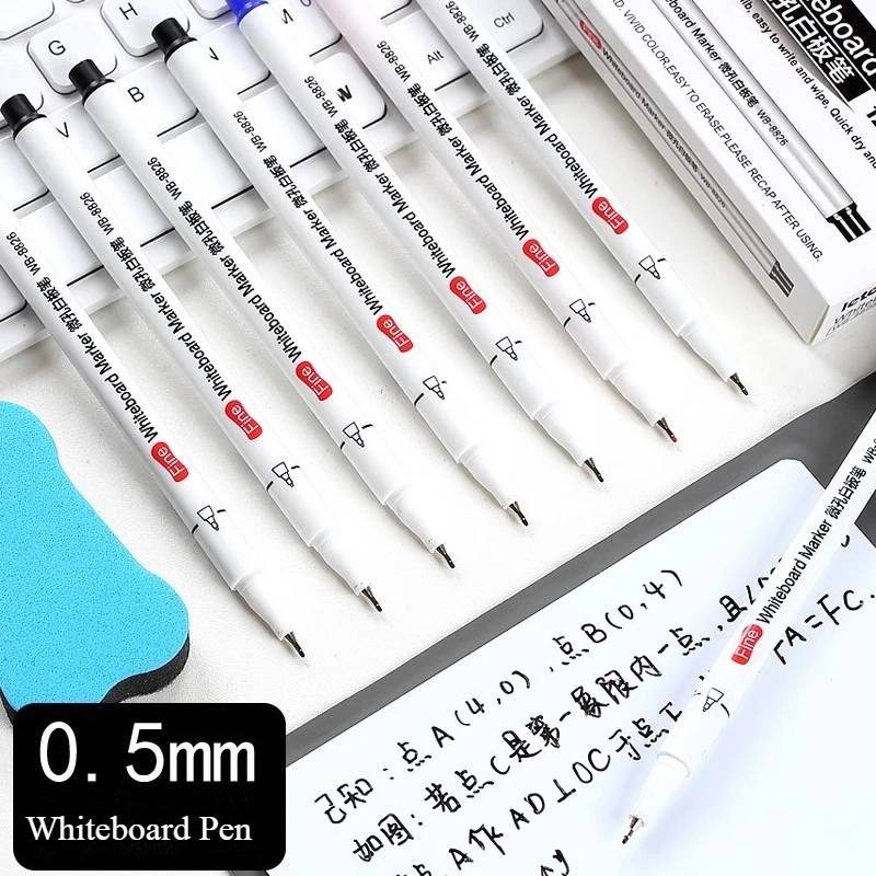 

4Pcs 0.5mm Erasable Whiteboard Pen Fine Nib Washable Color Erasable Pen Stationery Office Teaching Supplies for Blackboard