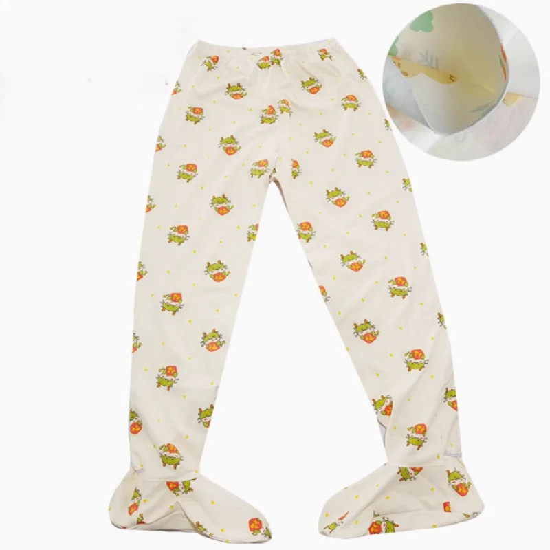 Adult Baby Printed Leg Pants Sleeping Pants Pure Cotton Foot Wrap Elastic Waist Trousers ABDL Comfortable Soft Thin Loose Pants