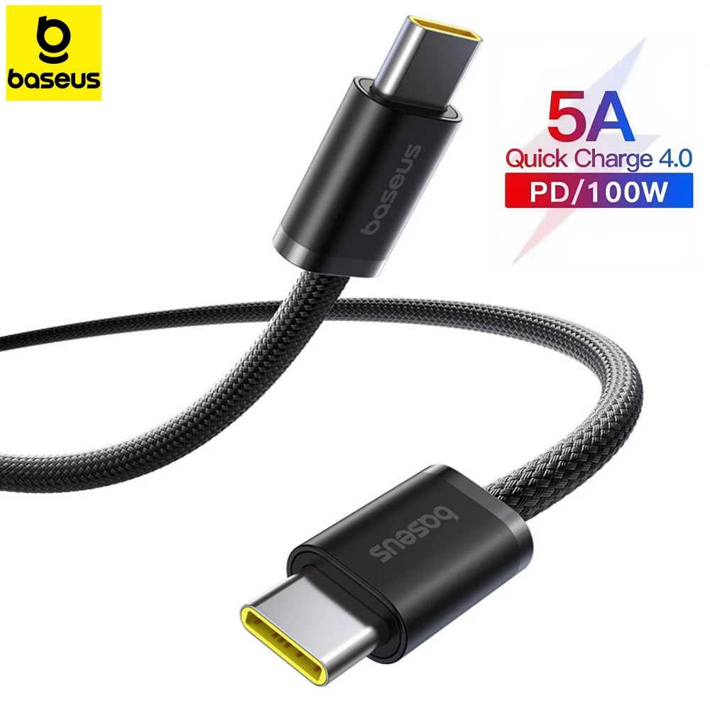 Baseus 100W Fast Charger Cable USB C To USB C for IPhone 17 16 15 Pro Max Type C Cable for Laptops Macbook Pro Ipad Type-C Cable