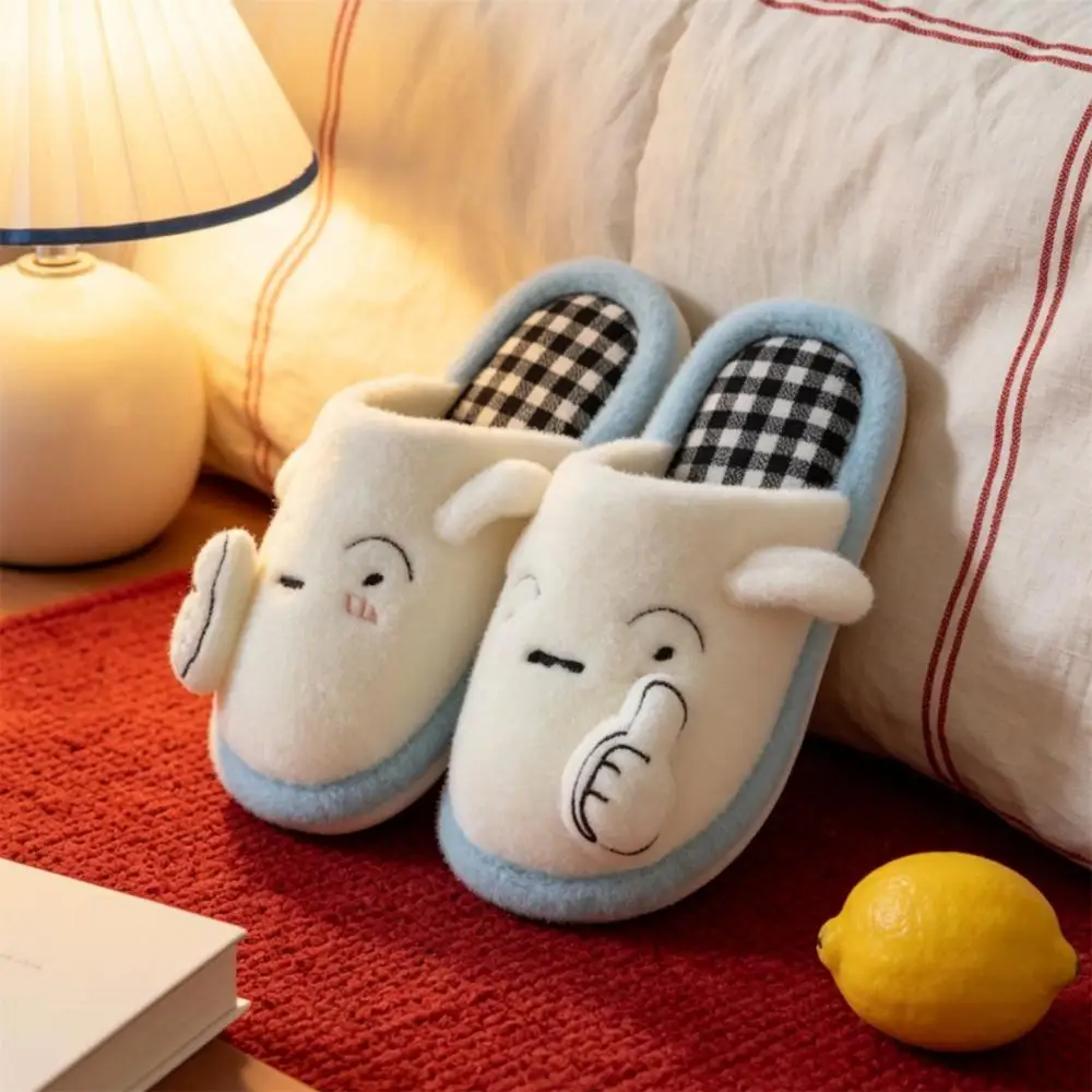 Kawaii Shiro Male Female Anime Warm Home Cotton Shoes Cute Crayon Shin-Chan Winter Man Woman Plush Slippers Student Thick Shoes