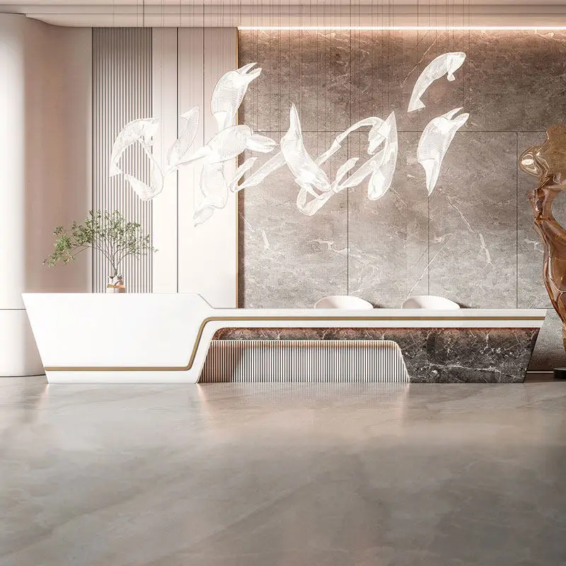 Long Company Reception Desks Executive Welcome Display Aesthetic Reception Desks Design Luxury Escritorio Commercial Furniture