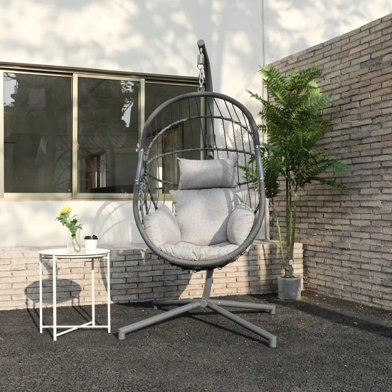 Detachable Folding Rattan Outdoor Leisure Rocking Chair Single Hanging Basket Swing