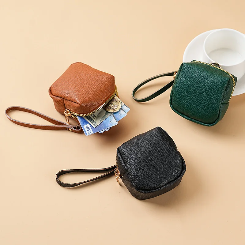 موضة لينة بولي Leather جلد النساء الرجال بلون محفظة نسائية للعملات المعدنية المحمولة مربع حقيبة صغيرة سستة تغيير حقائب المحفظة الصغيرة #5