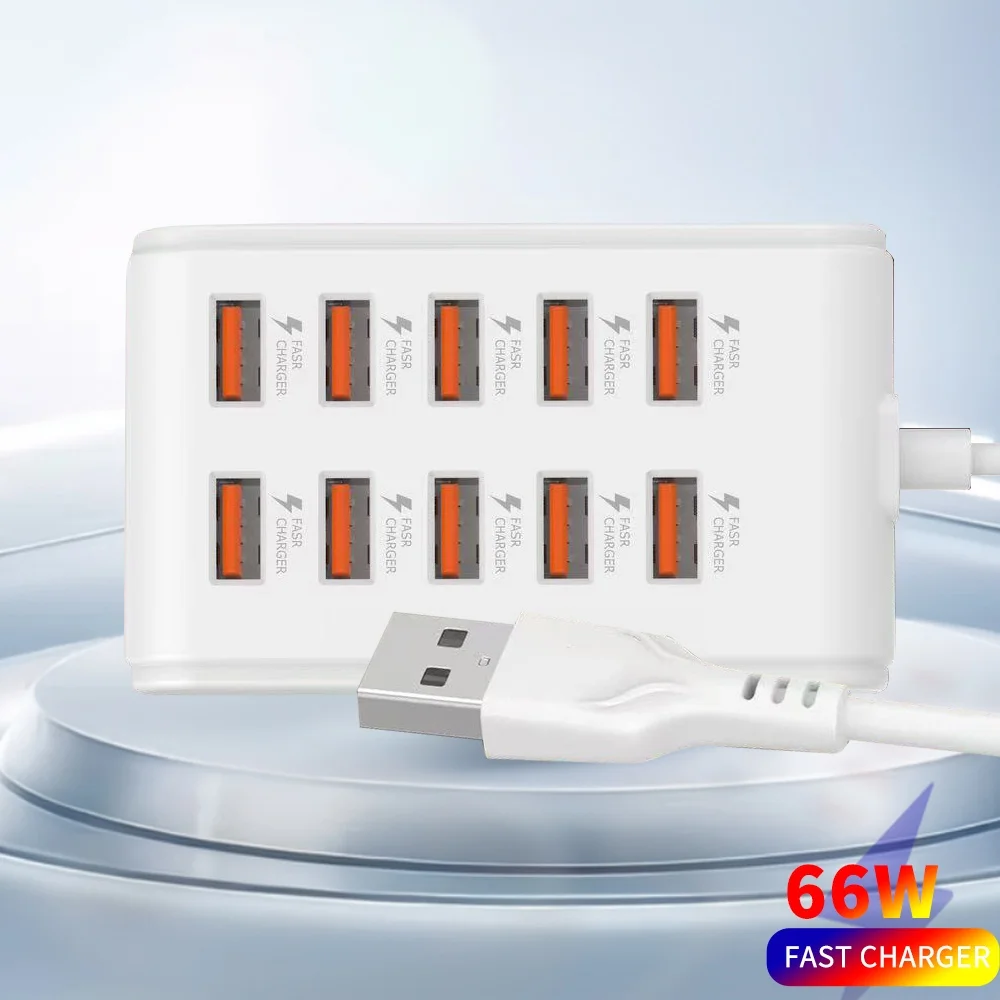 10 in 1 Multi Port USB Fast Charger Power Strip Desktop Char
