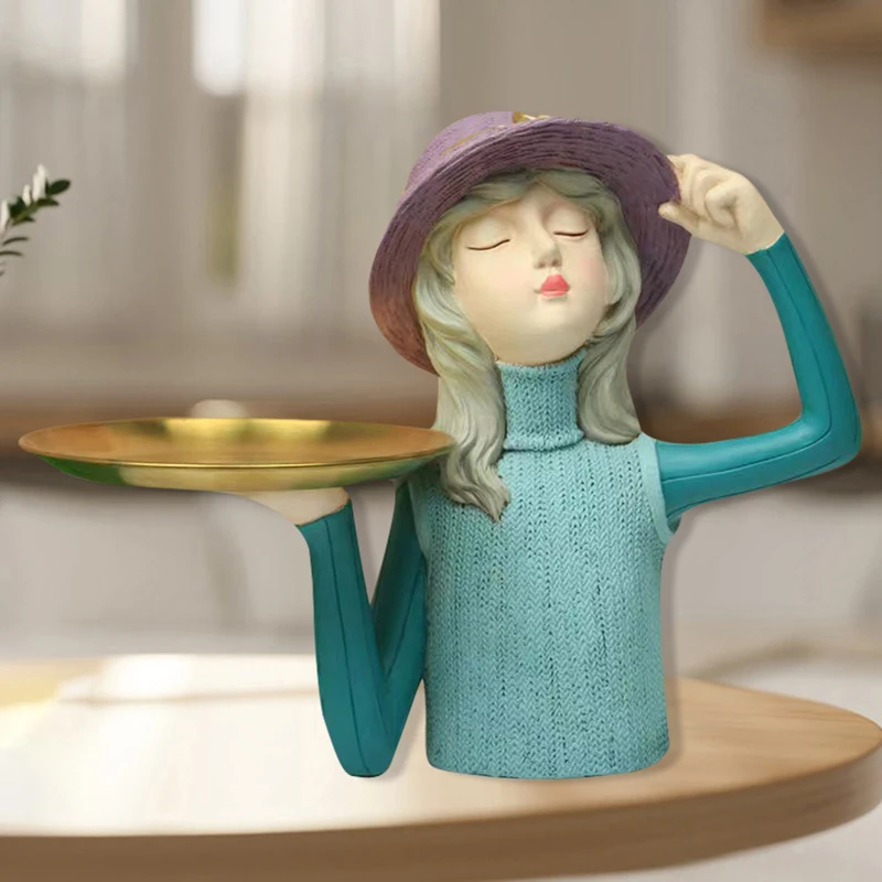 

Поднос для ювелирных изделий из смолы с дизайнерским ключом для девочек и держателем для кошелька, органайзер для безделушек для декора стола и хранения