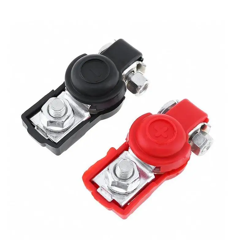 

2PCS Automotive Car Boat Truck Battery Terminal Clamp Pile Metal Connector Clip Positive Negative Vehicle Terminal Battery