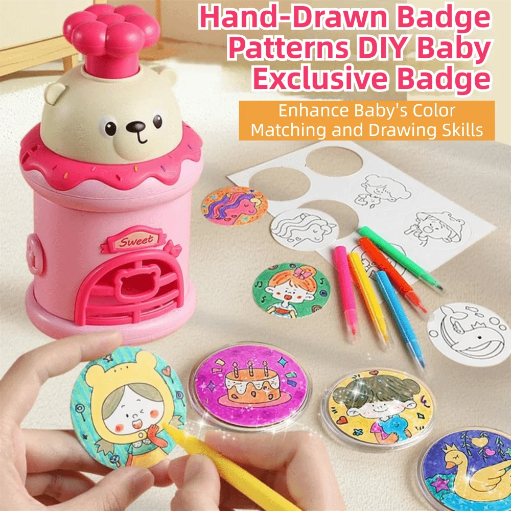 

Manual Press Badge Maker Machine Portable Reusable Badge Press Machine Interchangeable Die DIY Badge Press Machine Kit Crafts