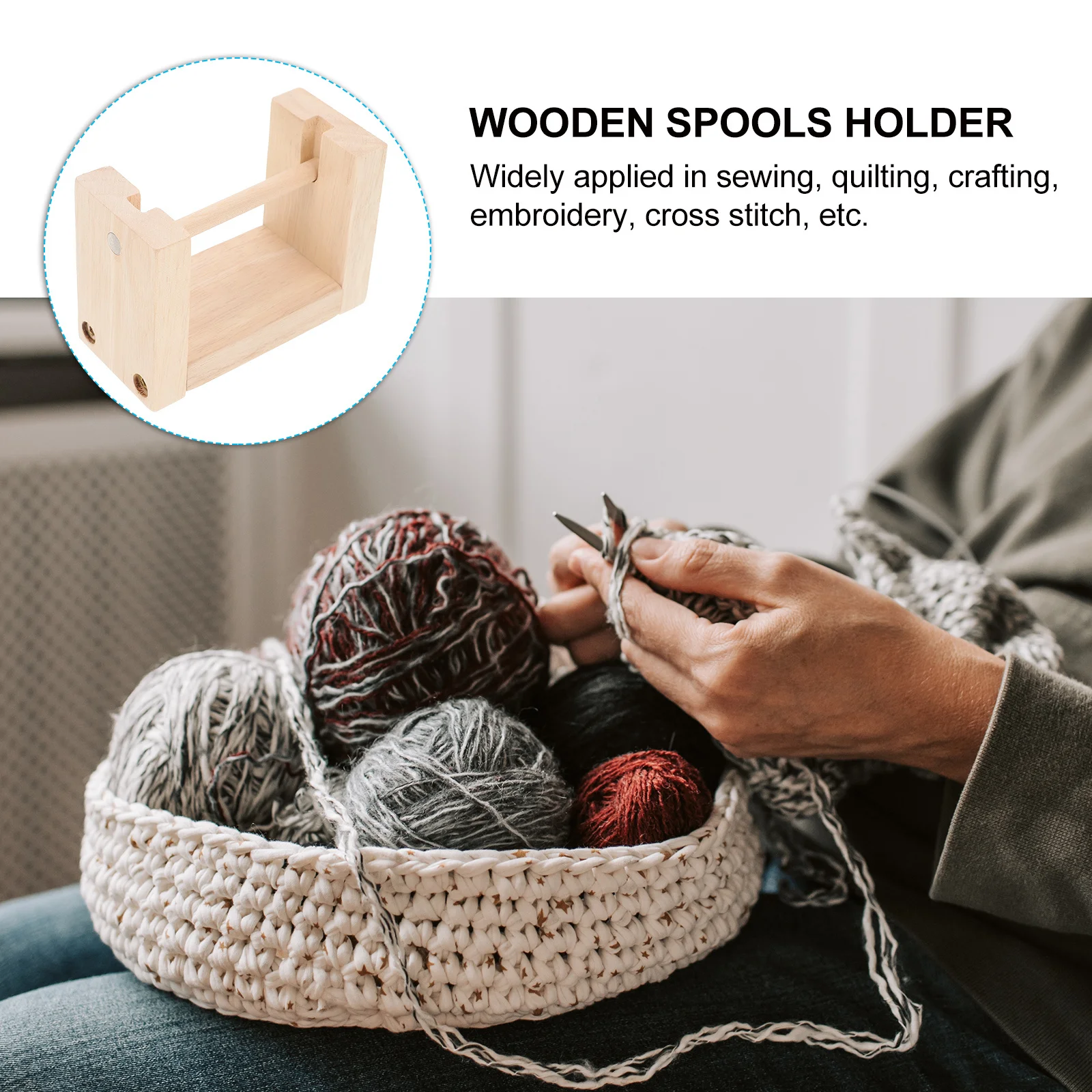 تدوير حامل بكرة خشبية الغزل الكرة تخزين الرف الحياكة بكرات أداة موضوع المنظم الخياطة الحرفية Diy بها بنفسك التبعي