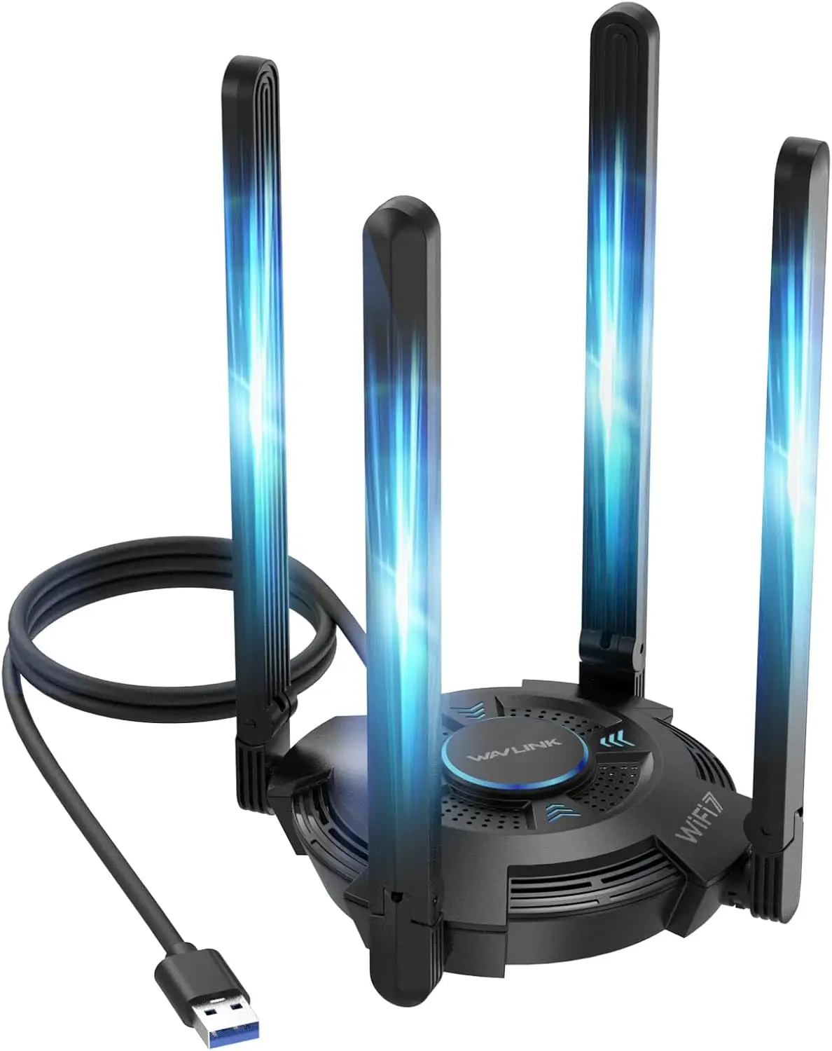 

USB WiFi 7 Adapter for Desktop PC, Tri-Band BE6500 with High Gain Antennas, Supports Windows 11/10