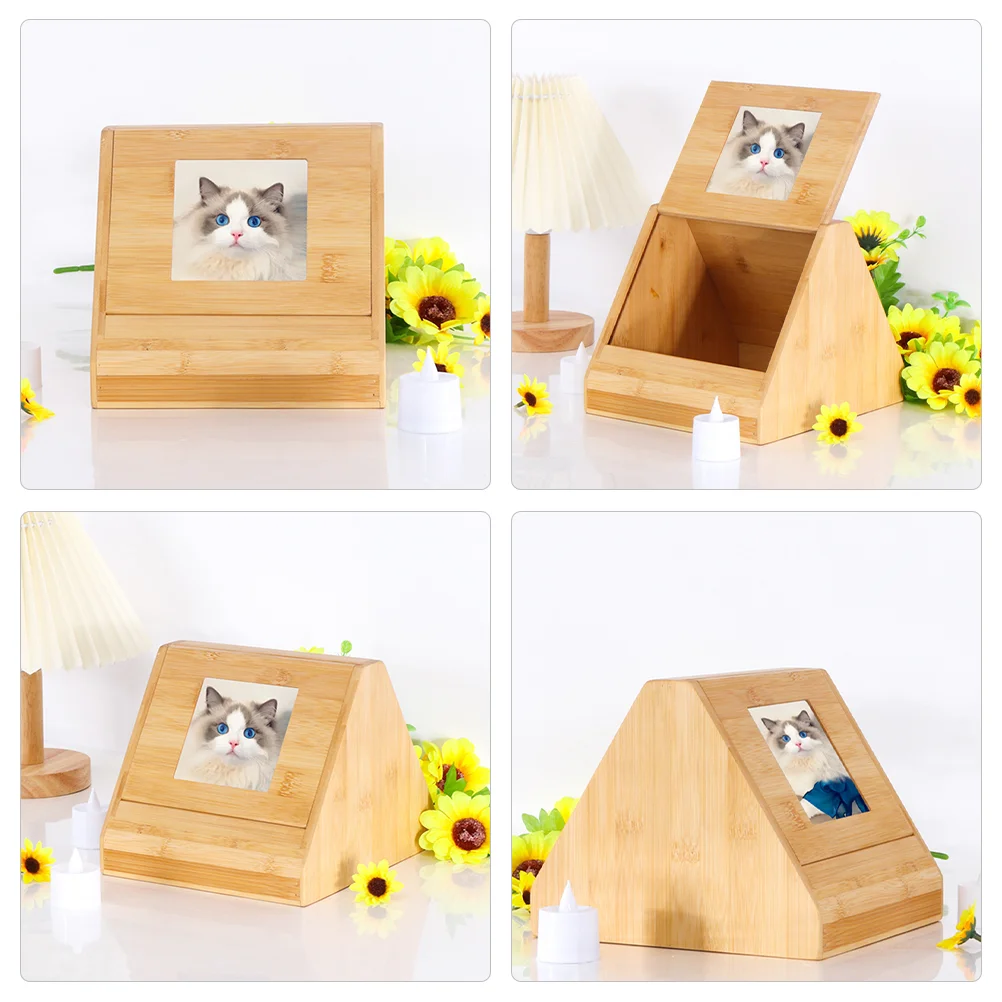 Caja conmemorativa para perros y gatos, marco de fotos, urna de madera para mascotas (h-021), 1 unidad, regalo, urnas para cenizas de bambú para perros de cremación para pérdida de cenizas