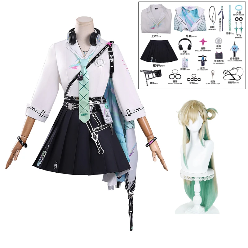 

WuWa Lynae Cosplay Costume Wig Anime Game Wuthering Waves Lynae Halloween Carnival Comic Party Role Playing Outfits