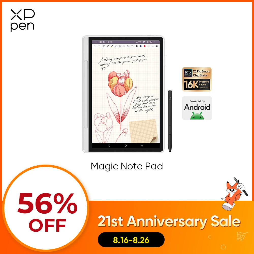 XPPen Magic Note Pad Android 14 White Graphic Tablet Business Digital Writing Notebook Pad 3-in-1 Color Ink Paper E-book Reader