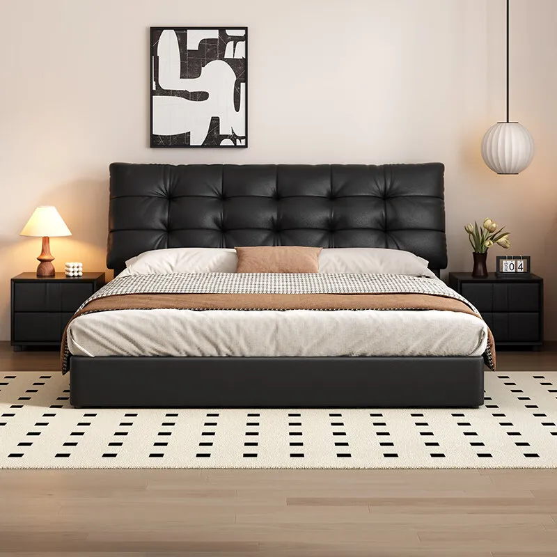 

Safe Design Bed Floor Beauty Headboards Bedroom Queen Children Leather Bed Sleeping Sun Letto Matrimoniale Trendy Furniture