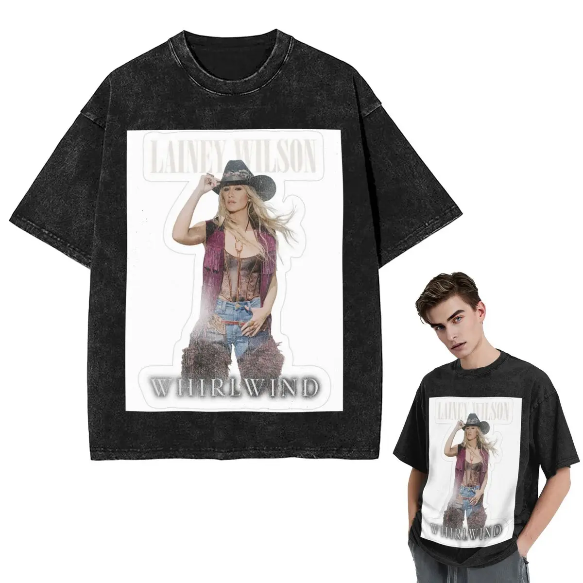 Streetwear T-Shirts Lainey Wilson - Country's Cool Again Portrait Washed T Shirt Short Sleeve Hip Hop T-Shirt Tops Tees